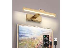 ZITOSTORY Picture Lights for Wall Dimmable Wireless Picture Lights for Paintings LED Wall Light Fixtures Adjustable Gold Wall Sconce with Remote (Brass, 12inch)