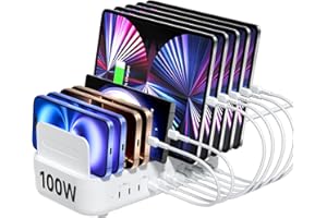 SooPii USB C Multi Charging Station,100W 10-Port Type C Fast Charger Station for Multiple Devices with Adjustable Dividers, C