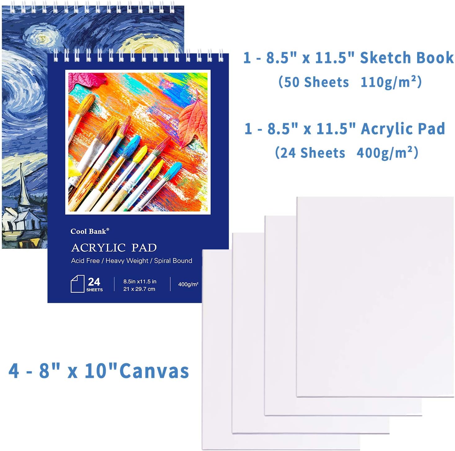 126 Piece Art Set with 2 Drawing Pad, Art Set in Portable Wooden Case, Crayons, Oil Pastels, Colored Pencils, Acrylic Paints, Watercolor Cakes, Brushes, Art Supplies