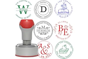 Custom Round Stamp Personalized Library Book Stamps Customized Self-Inking Rubber Stamp with Name Text Logo Create Your Own S