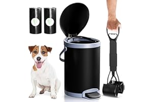 FurryFusion Dog Poop Trash Can Outside - Dog Poop Bucket Outdoor with Lid, Removable Bin, Dog Pooper Scooper & Scented Poop Bags - Dog Walking Accessories for All Pets, Dog Waste Station for Park Yard
