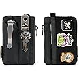 VIPERADE VE17 Small EDC Pouch, EDC Pocket Organizer with DIY Patch Area, Mini EDC Pouch with Zipper Pocket, Small Card Pocket, 2 Slots Pocket for EDC Black