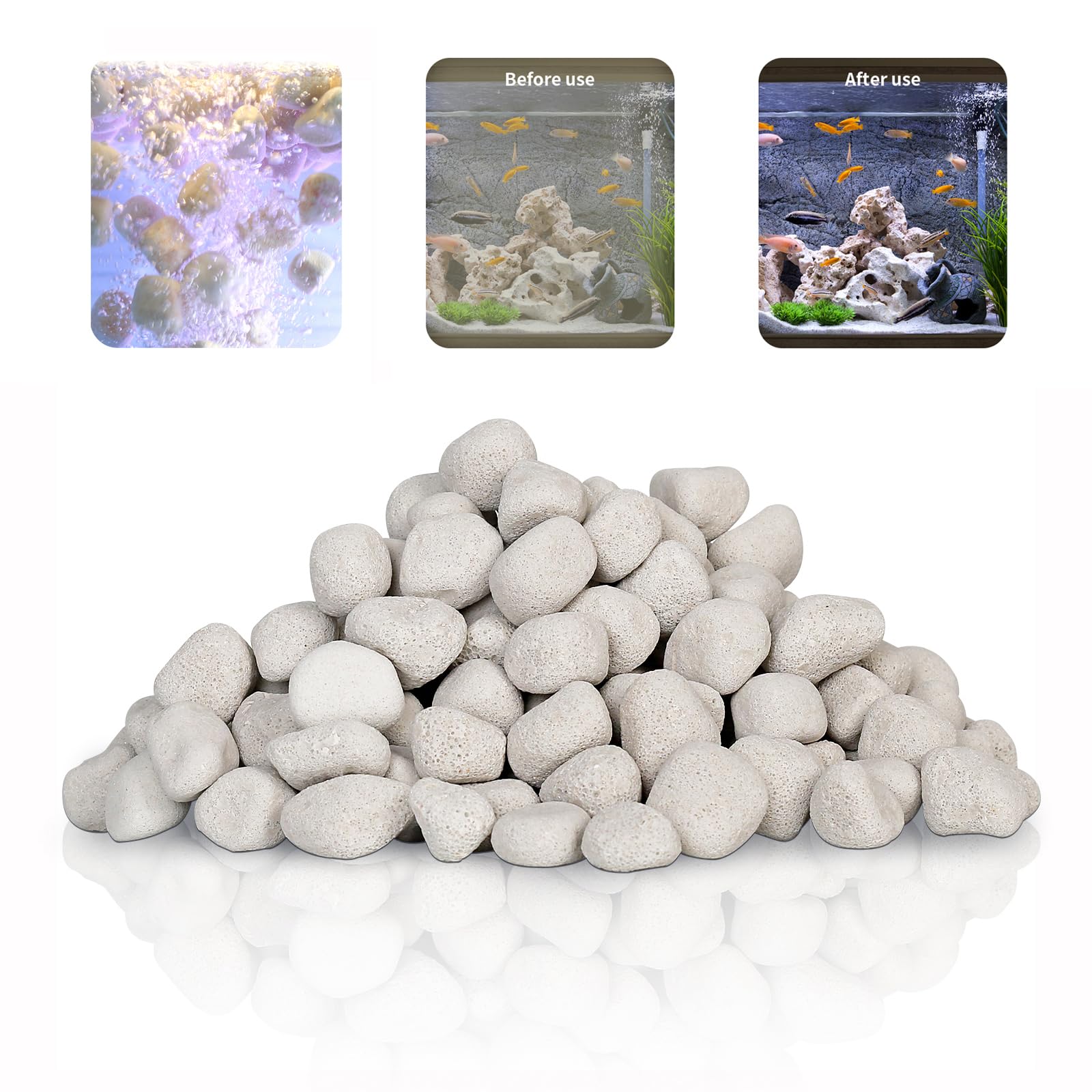 boxtech Aquarium Biological Filter Media, 1.2 Inch Floating Ceramic Bio Media with Porous Massive Surface Area for Freshwater and Saltwater Fish Tank（400G）