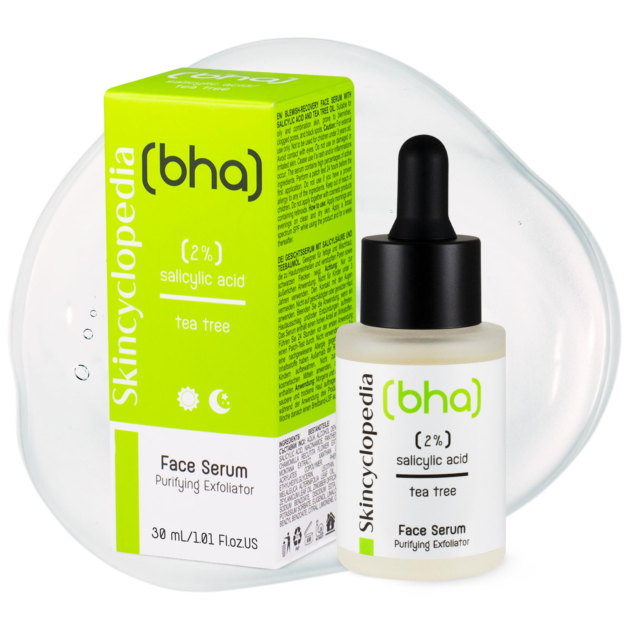 Skincyclopedia 2% Salicylic Acid Serum with Tea Tree Oil, Niacinamide and Zinc - Acne Treatment, Blackheads and Pore Minimizer for Oily and Combination Skin - BHA Exfoliant for Men and Women, 30ml