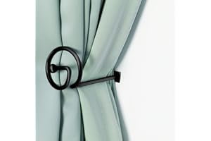 Elifel Metal Curtain Holdbacks, Set of 2, Small, Black, Vintage Stylish, for Outdoor, Bedroom, Livingroom, Office