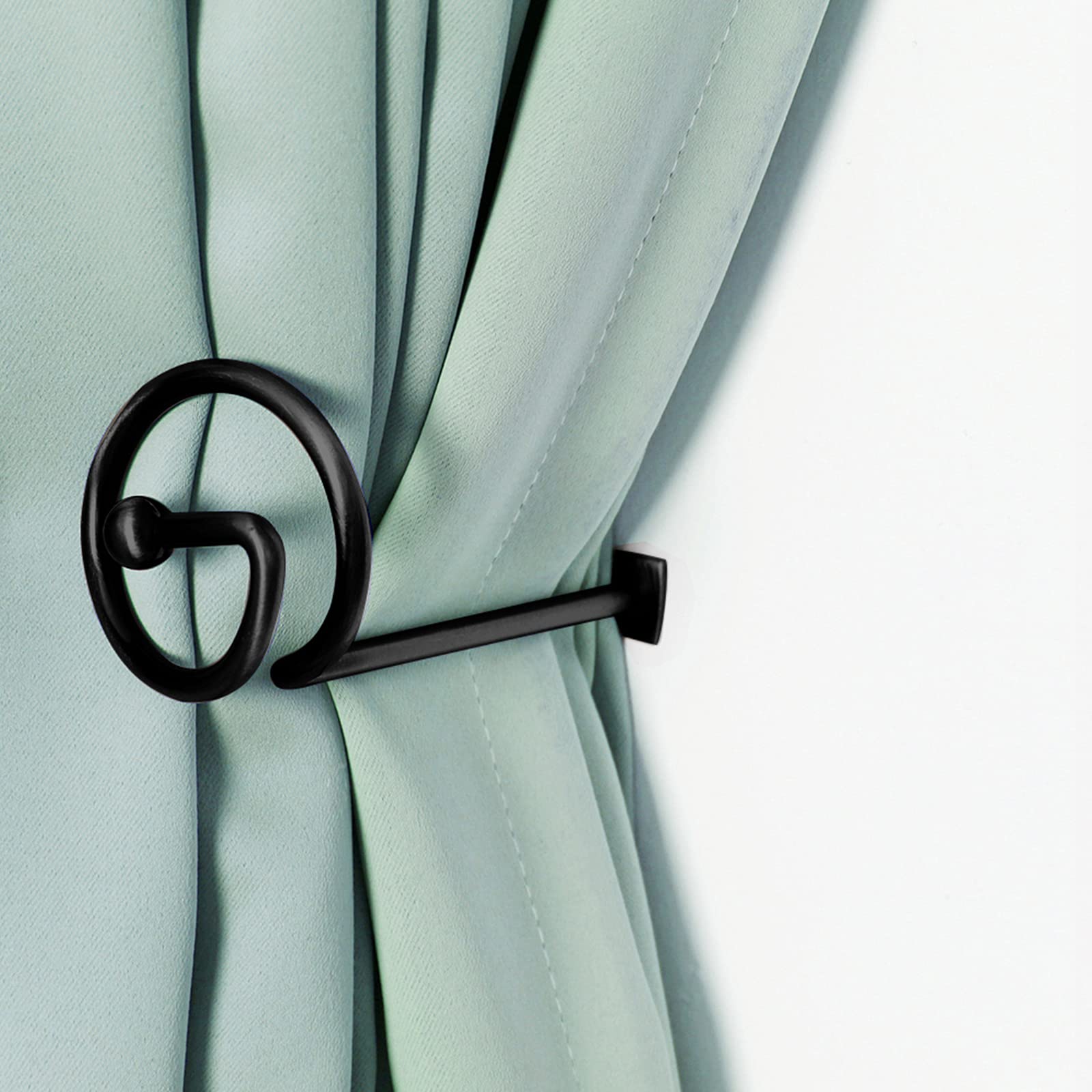 CHIMEI Black Curtain Holdbacks 2PCS, Small Out Door Curtain Wall Hook Drapes, Tiebacks Pull Back for Curtains, Decorative Curtain Hold Backs with Screws for Outdoor, Bedroom, Livingroom, Office…