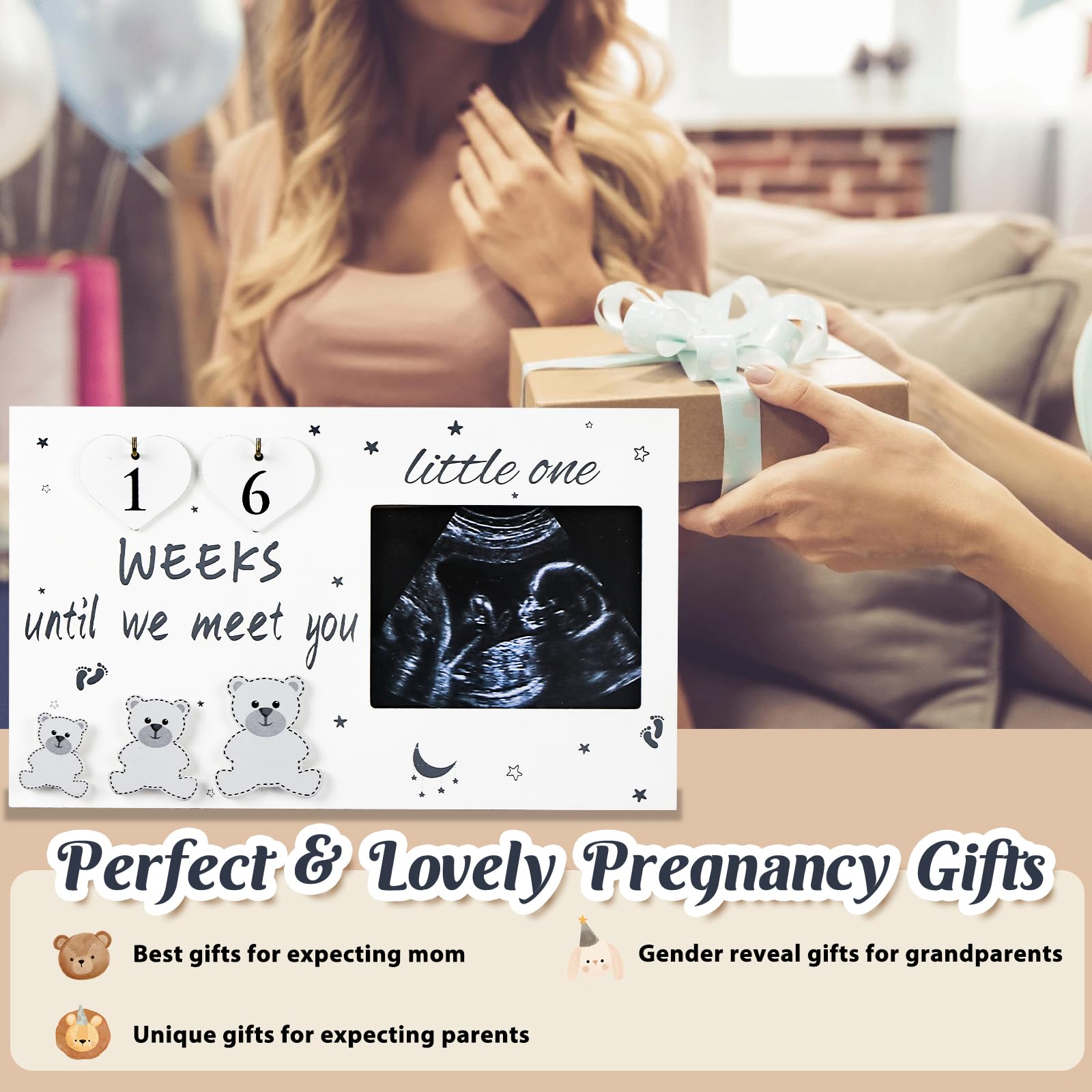 OurWarm Ultrasound Picture Frames, Sonogram Picture Frame with Baby Countdown Weeks, Ultrasound Frame for Baby Announcement Sign, Expecting Mom Parents to be Unique Gifts for Pregnant Women