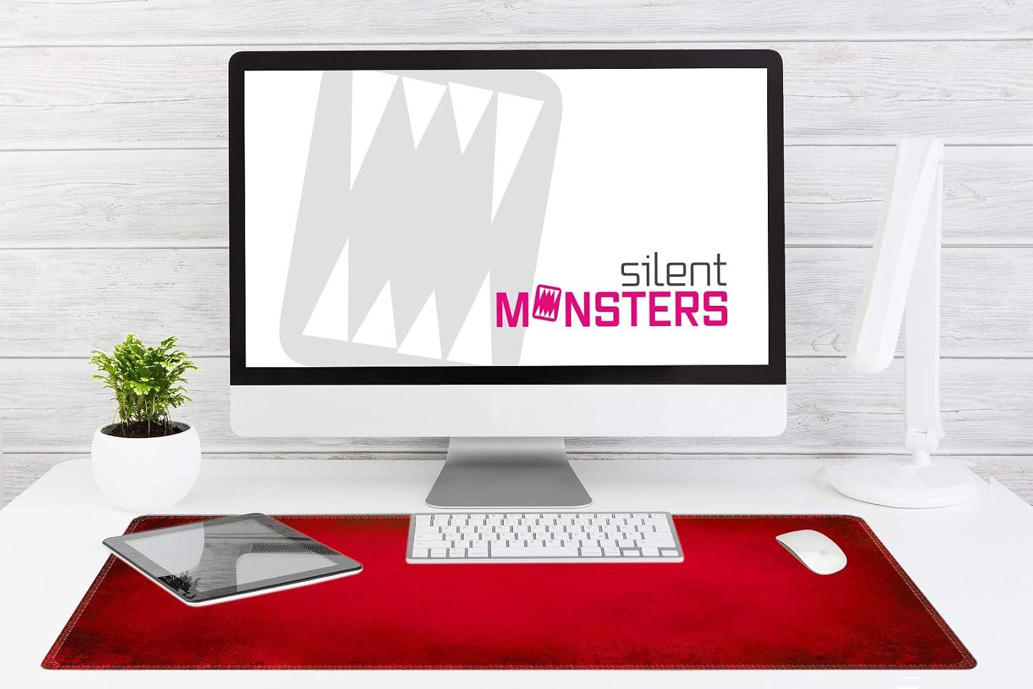 Silent Monsters Mouse Mat Size XX Large 35 x 16 inches / 90 x 40 cm, red, Stitched Edges, washable & rollable Mouse Pad - Image 5