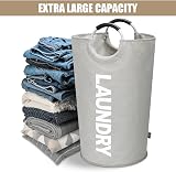 DOKEHOM 90L Large Laundry Basket Collapsible Freestanding Hamper Grey 38x38x79cm view 5