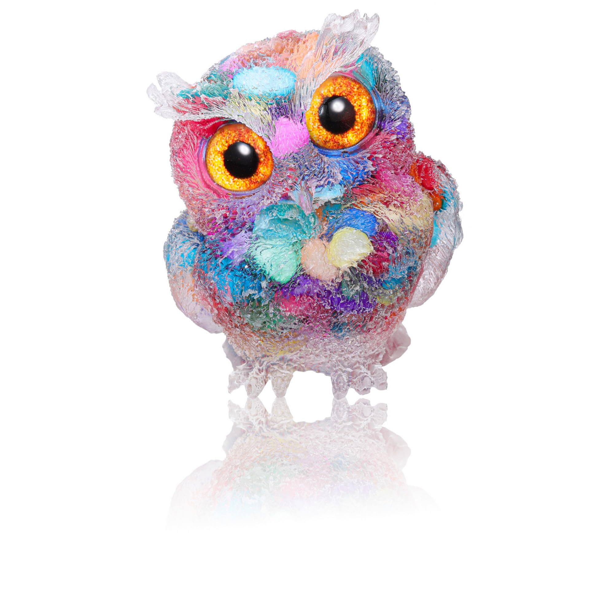 Jovivi Colorful Shell Crystal Owl Figurine Ornament Owl Gifts For Women,2.36" Carved Resin Gem Stones Healing Crystals Cute Owl Animal Home Office Desk Crystal Decor for Living Room