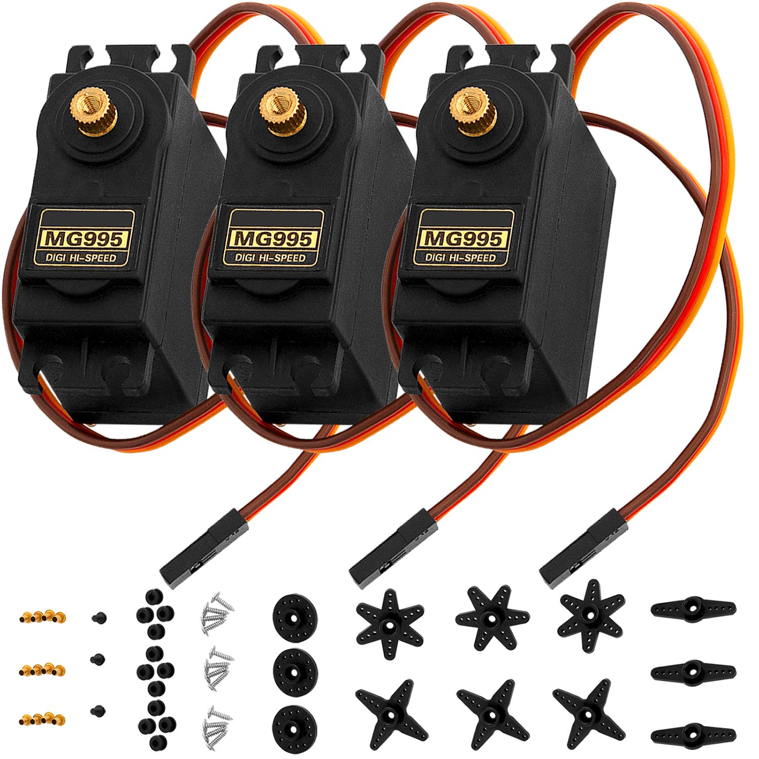 AZDelivery 3 x MG995 Micro Digital Servo Motor for RC robot Helicopter Aircraft compatible with Arduino Including E-Book!