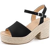 BCTEX COLL Espadrille Wedge Sandals Platform Casual Dressy Open Toe Ankle Strap Sandals for Women
