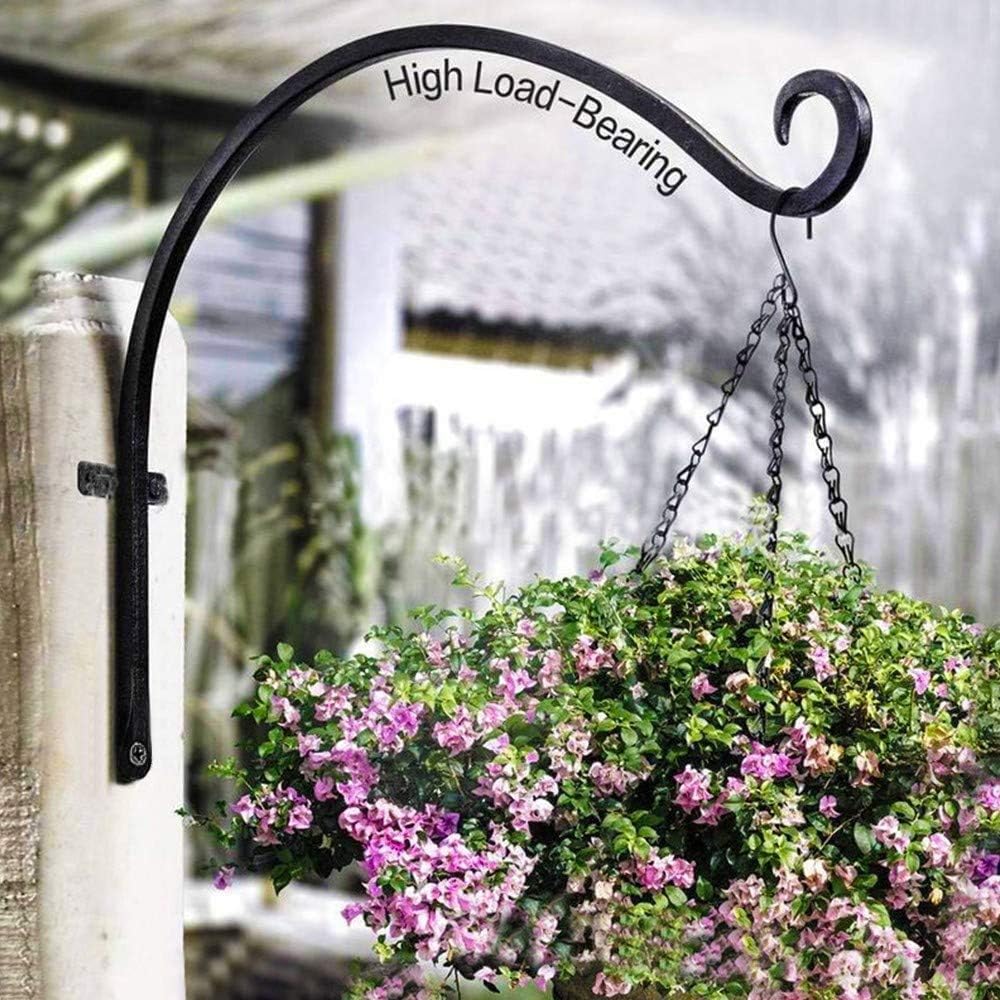 Lifreer 2 Pack 12 Inch Black Wall Hanging Hooks Heavy Duty Iron Wall Hang Basket Brackets Plant Hooks with 2PCS Hangings Chains for Hanging Bird Feeders Wind Chime Lantern - Image 3
