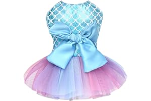 YIKEYO Dog Dress for Medium Dogs, Dog Wedding Dress, Dog Clothes for Small Dogs Girl, Mermaid Tulle Dog Dresses for Cats Pets Valentine’s Day Dog Dress (Blue, XX-Large)