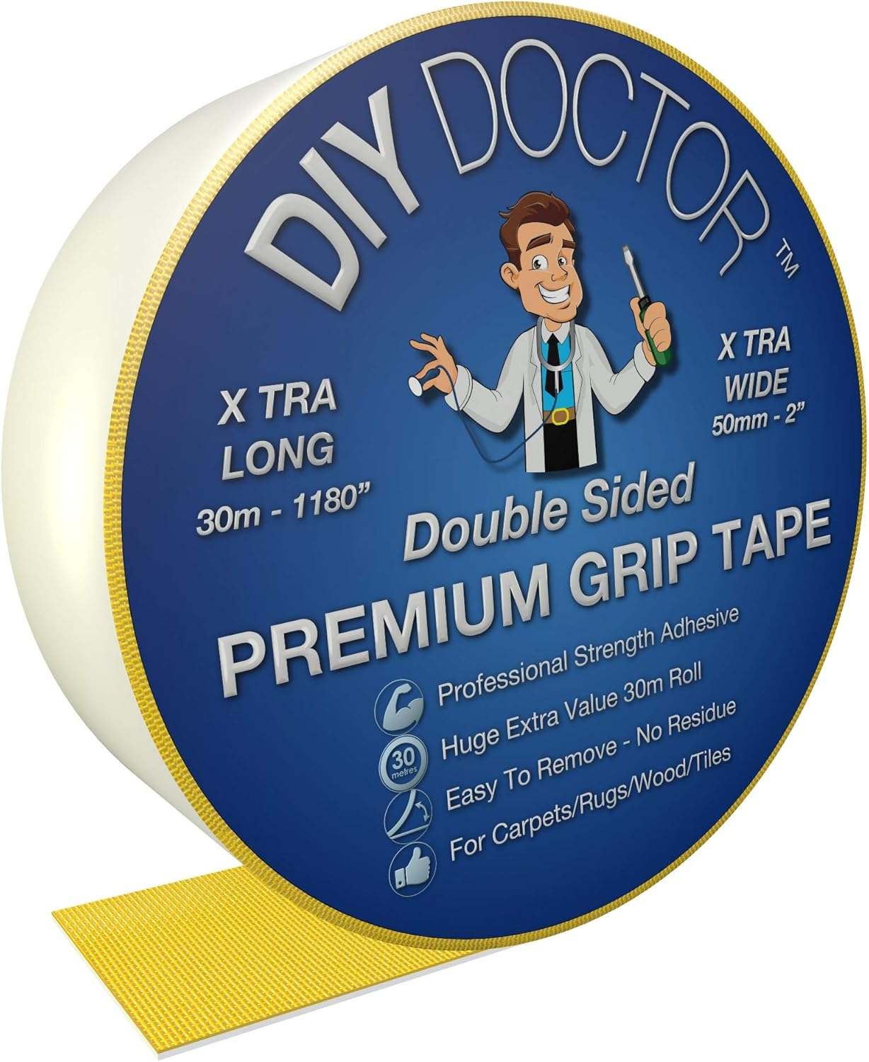 DIY Doctor Strong Xtra Wide Double Sided Carpet Rug Gripper Tape