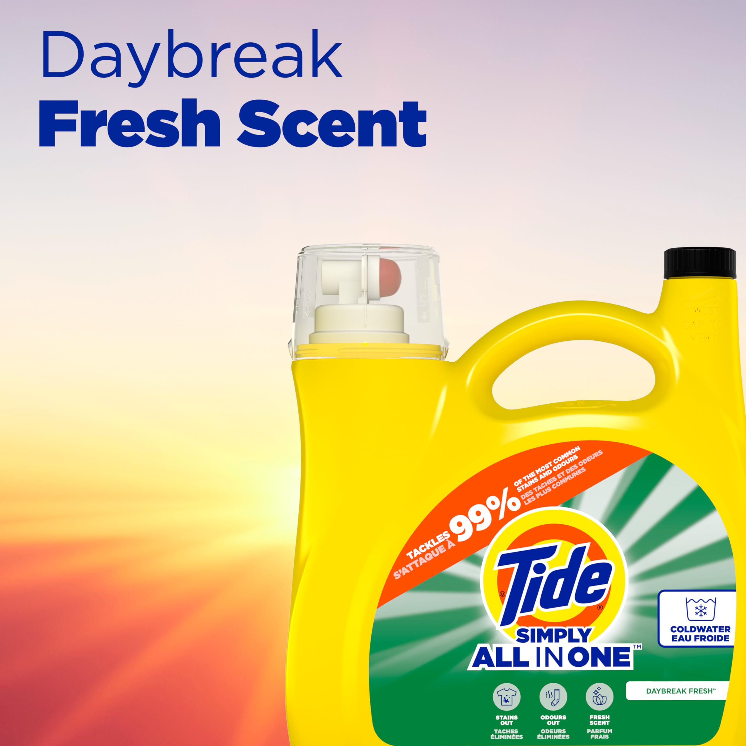 Tide Simply Liquid Laundry Detergent, Daybreak Fresh, 168 oz, 128 Loads