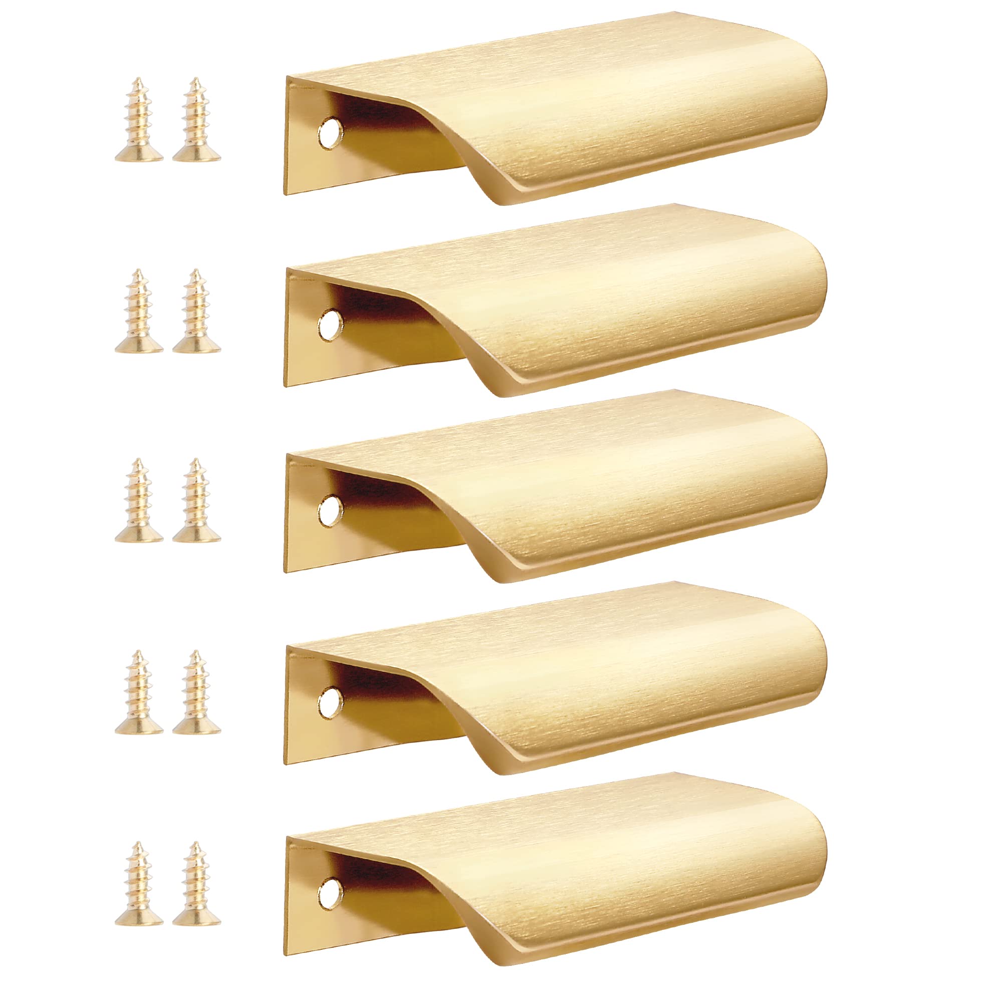 Malimali 5 Pack Gold Finger Edge Pulls for Cabinets