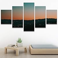SIGNWIN 5 Panel Canvas Wall Art Cityscape Sunset for Home Decorations Ready to Hang - 60