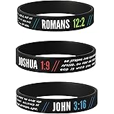 Ezekiel Gift Co. Christian Wristbands for Guys (6-pack) - John 3:16, Romans 12:2, and Joshua 1:9 - Religious Bible Gifts for Him Christian Gifts for Men Pulseras Para Hombres Bracelets for Men