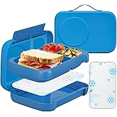 MAISON HUIS Chill Bento Lunch Box for Kids Adult with Ice Pack 3 Compartments Leakproof Lunch Containers Keep Food Cold for Girl Boy School