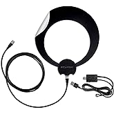 Antennas Direct ClearStream Eclipse Amplified UHF Indoor TV Antenna, Reversible, 50+ Mile Range – w/ 12 ft. Cable, Jolt Switc