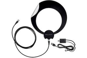 Antennas Direct ClearStream Eclipse Amplified UHF Indoor TV Antenna, Reversible, 50+ Mile Range – w/ 12 ft. Cable, Jolt Switch USB Amplifier
