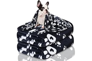GORGELLY 1 Pack 3 Dog Blankets for Small Dogs, Soft Fleece Dog Blanket Fluffy Pet Blanket Warm Sleep Mat Cute Paw Print Puppy Cat Blanket, Flannel Throw for Washable Dog Bed, Blanket for Dogs, 30"X20"