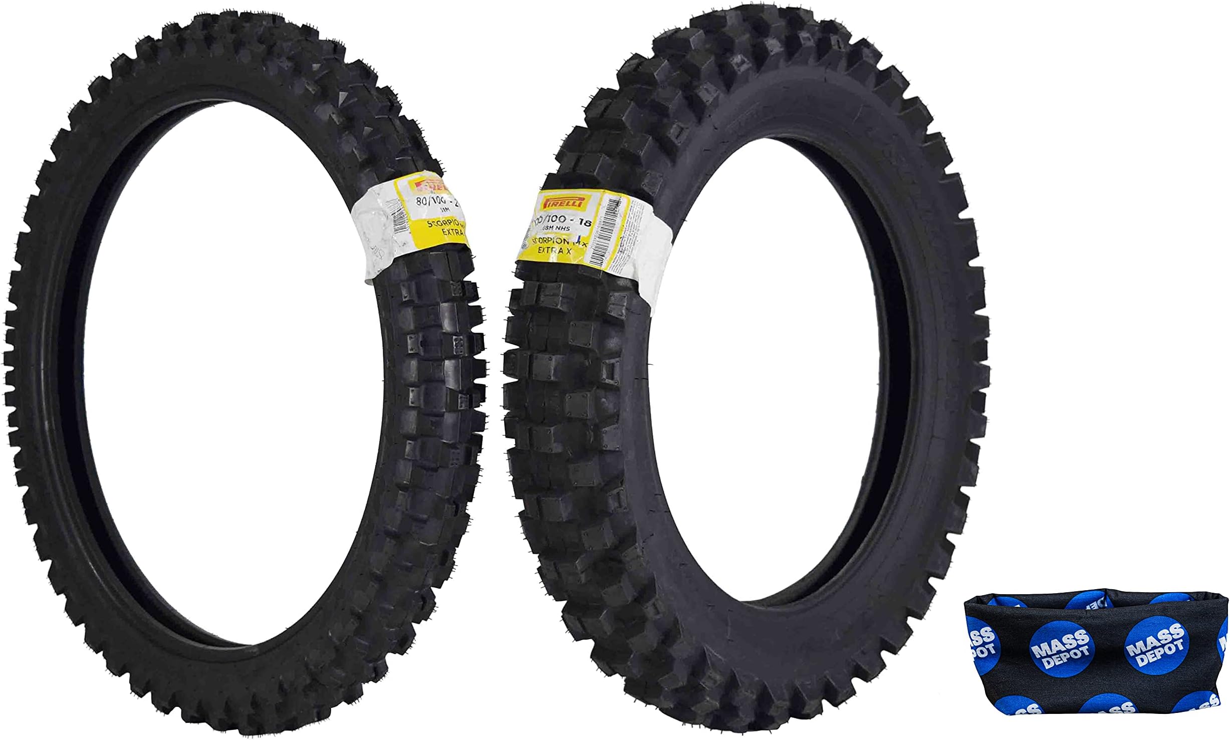 Pirelli Scorpion MX32 Extra X Dirt Bike Front and Rear Motocross Tires Set with Keychain (80/100-21 F 120/100-18 R)