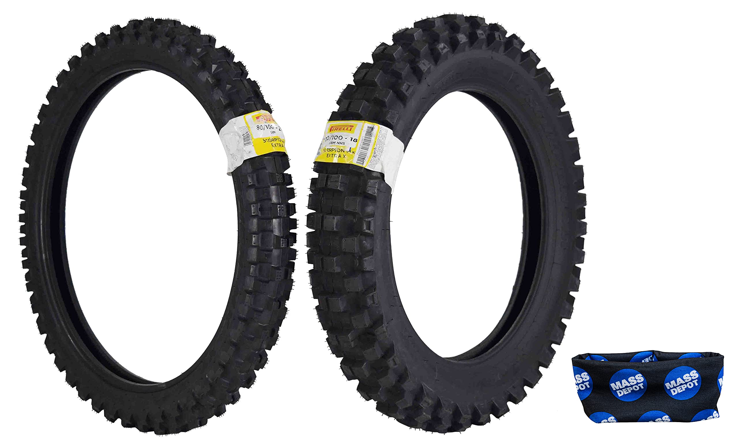 Pirelli Scorpion MX32 Extra X Dirt Bike Front and Rear Motocross Tires Set with Keychain (80/100-21 F 120/100-18 R)