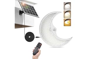 Solar Moon Lights Indoor/Outdoor-Motion Sensor, SunBonar Solar Shed Light with On/Off Switch & Remote, Daytime & Night Dimmable 3200K/4000K/6000K, Brighter Ceiling Lights for Barn Patio Carport Gazebo