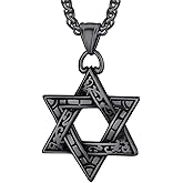 U7 Star of David Necklace for Men Women Gold/Stainless Steel Hexagon Pendant with Cross/Ruby Stone/Classic Jewish Isael Necklaces, Length 22" 24" 26"