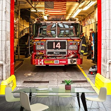 Feisenbz Photo Wallpaper 3d Cartoon Graffiti Fire Truck Wallpaper Bar Ktv Restaurant Cafe Lounge Lobby Wallpaper Mural Amazon Com
