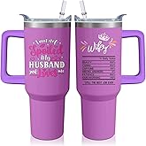 Kearscupra 40oz Wife Tumbler with Handle and Straw, Wifey Insulated Stainless Steel Cup, Travel Coffee Mug Water Bottle, Wedding Anniversary Birthday Valentines Gifts for Women