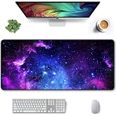 Auhoahsil Large Gaming Mouse Pad, XXL 35.4 x 15.7 in Office Desk Mat,Galaxy | Aesthetic Marble Theme Extended Full Size Computer Mousepad for Desktop Laptop Keyboard, Stitched edges Non‑Slip Rubber Base
