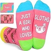 HAPPYPOP Funny Sloth Socks for Kids - Cute Sloth Gifts, Animal Socks for Girls 4-18 Year Old