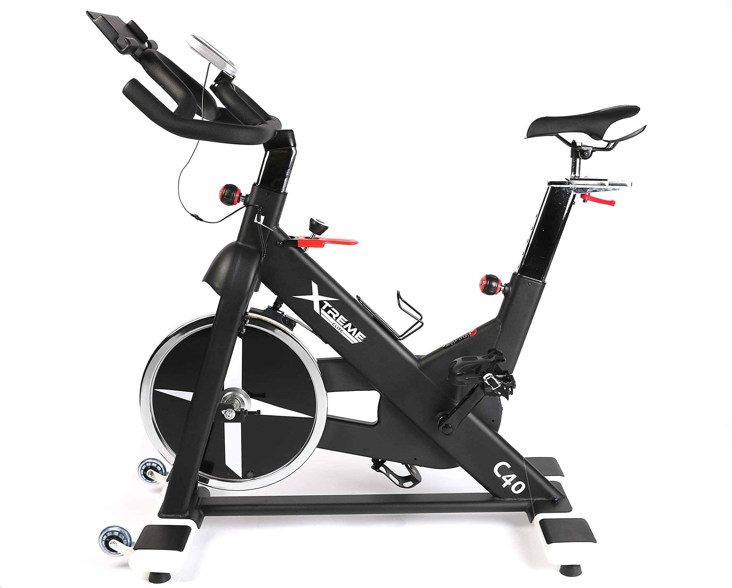 Xtreme Elite Indoor Cycling Bike with Quiet and Durable 40 lb Flywheel, Tablet Holder and LCD Console for at Home Stationary Bike Cardio Workouts
