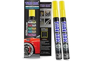 Tire Ink Yellow Paint Pen 2-Pack - Waterproof Permanent Paint pens for Car Wheels Lettering | Car Wash Safe and Durable | Made in Japan