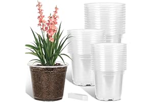 JNYONG 36 Pack5/6/7Inch Clear Nursery Pots with Drainage Hole,Variety Sizes Seed Starting Pots Transparent Plastic Plant Pots for Plants Transparency with 20 Plant Labels