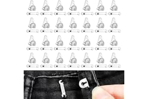 Silver Metal Sewing Hooks and Eyes Closure Set (25 Pairs), Trouser Fasteners, Hook and Bar Fastenings for Clothes, Pants, Ski