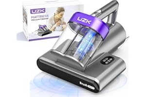 UZK Bed Vacuum Cleaner Mattress Vacuum Cleaner,16Kpa Powerful Handheld Vacuums with UV-C Light & Double Dust Cup & High Heating & Ultrasonic & Anion for Bed Sofa (MV11,Purple)