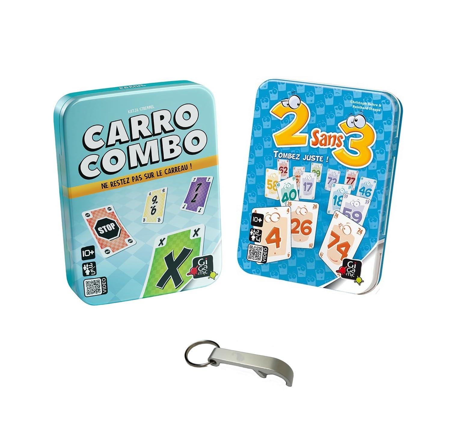 Set of 2 Metal Boxes French Version 2 without 3 + Carro Combo + 1 Blumie Bottle Opener (2 without 3 + Carro Combo)