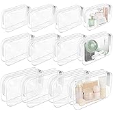 XXBAGMORE 12 PCS Clear Makeup Bag for Women with Zipper, TSA Approved Toiletry Pouch, Cosmetic Bag Bulk for Travel Organizer Diaper, Toy, Gift (White)