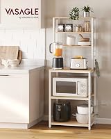 VASAGLE Kitchen Storage Rack 6 Shelves 6 Hooks 40x60x167 cm Golden Oak White view 2