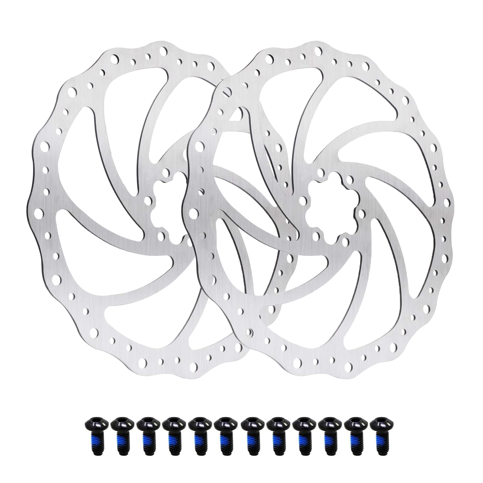 Jane Eyre Pack of 2 bicycle brake discs, 140 mm/160 mm/180 mm/203 mm with 12 screws, for most bicycles, road bikes, mountain bikes BMX, MTB (silver 160 mm)