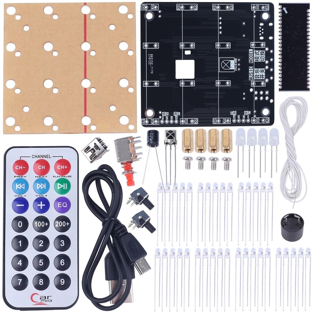 3D Led Cube Kit,LED Electronic DIY Soldering Kit Colorful RGB Light Electronic Assemblingg Kit W/Remote Control for Electronics Soldering Training