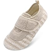 JOINFREE Slippers for Women Men Wide Fit Cozy Indoor House Slipper Socks Non-Slip Thin Rubber Sole Barefoot Slip-on Winter Shoes Adjustable for Diabetic Swollen Edema Feet