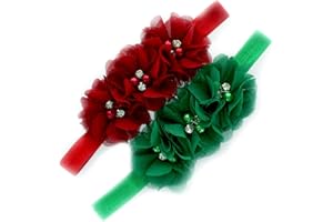 My Lello Flower Headbands Baby - Girls - Toddler Fabric Beaded Stretchy Elastic Pair