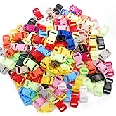 CooBigo 100 Pack Assorted Clear Colorful 3/8" Curve Contoured Side Release Buckle for Parachute Paracord Bracelet Pets Collar