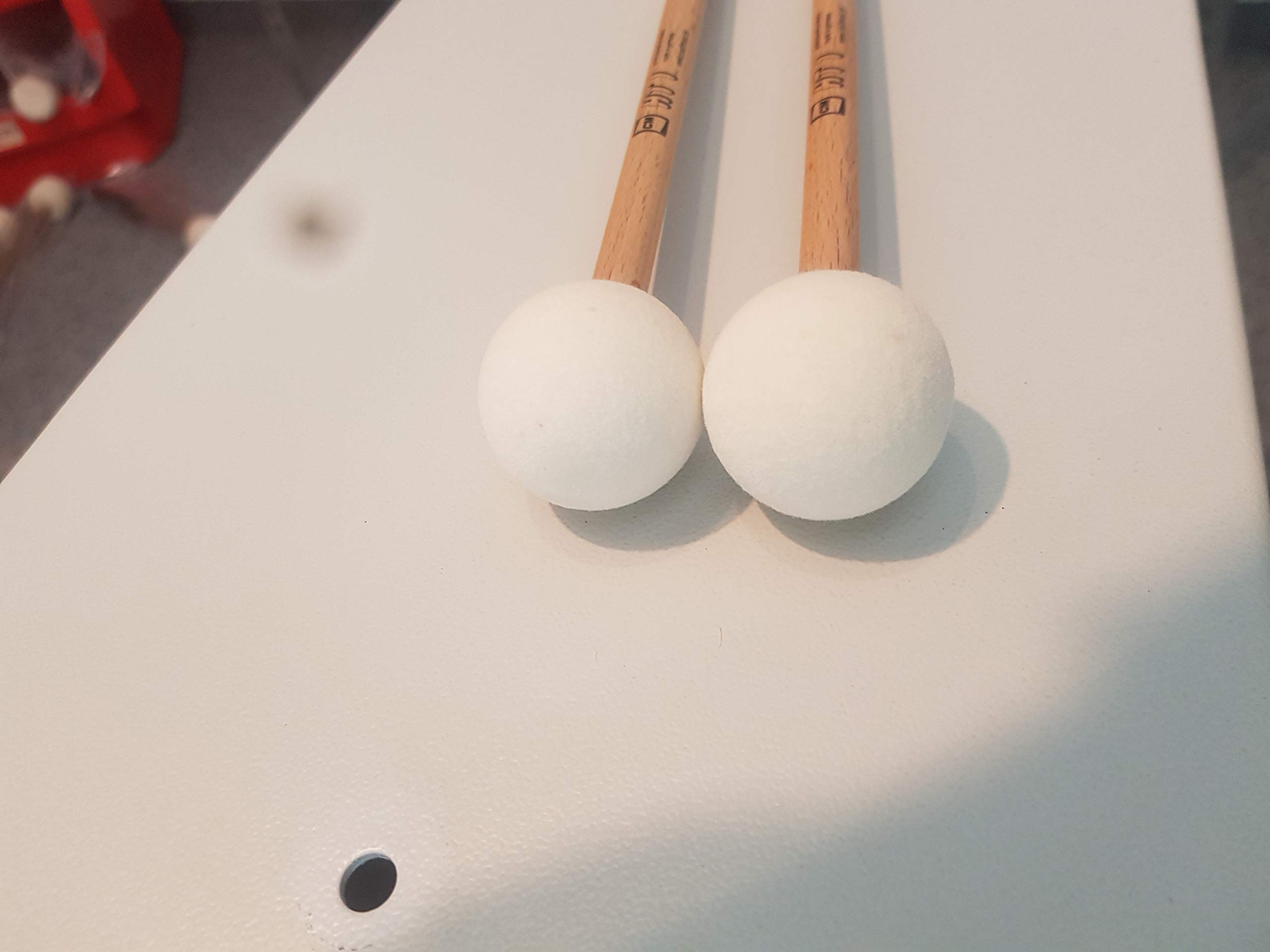 Coachmusic Drum Mallets, Pair - Hard Felt with Wooden Handle, Head Diameter 35 mm, Length 400 mm, Beech Wood Handle