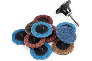 KEEYWOLT 30 Pcs 2 Inch Roloc Surface Prep Polishing Discs Non Woven Fabric in Three Grits for Wood Stone Steel Surface Polishing 2 Pcs 1/4 Inch Shank Quick Change Disc Pad Holder Included